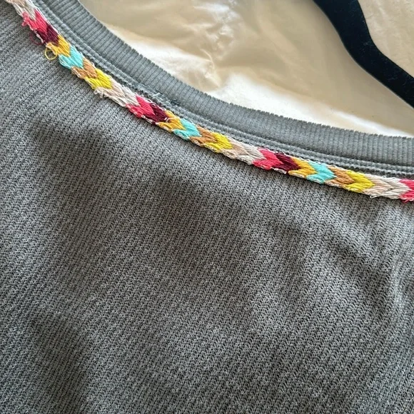 We The Free Rainbow Thermal Henley Long Sleeve Women's Size L, Dark Gray - Picture 8 of 12